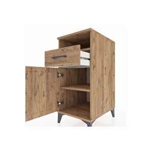 Kronos Komodin 2 Raflı Tek Çekmeceli Tek Kapaklı 44x59x96 Çam-çam