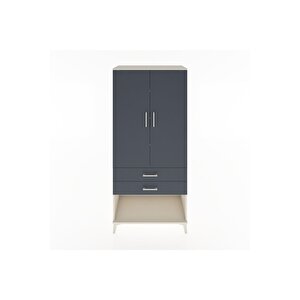 Hyperion Dolap 4 Raflı 2 Çekmeceli 2 Kapaklı 88x44x195 Aytaşı-antrasit