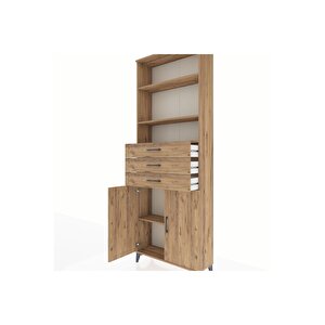 Arges Dolap 4 Raflı 3 Çekmeceli 2 Kapaklı 88x30x243 Çam-çam