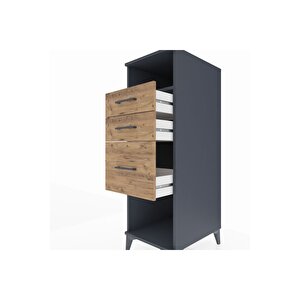 Kronos Dolap Tek Raflı 3 Çekmeceli 44x59x134 Antrasit-çam