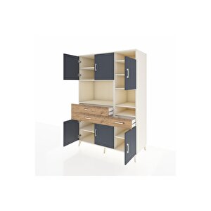 Kronos Dolap 10 Raflı 3 Çekmeceli 6 Kapaklı 132x59x195 Aytaşı-antrasit/çam