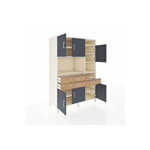 Kronos Dolap 10 Raflı 3 Çekmeceli 6 Kapaklı 132x59x195 Aytaşı-antrasit/çam