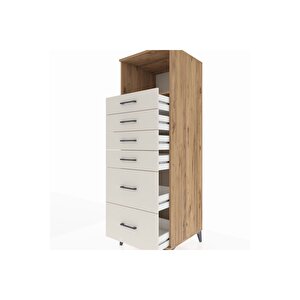 Kronos Dolap Tek Raflı 6 Çekmeceli 60x59x182 Çam-aytaşı