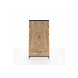 Arges Dolap 3 Raflı Tek Çekmeceli 2 Kapaklı 88x30x163 Antrasit-çam