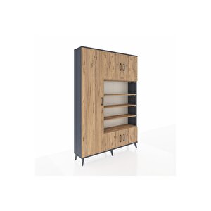 Arges Gardrop 10 Raflı 5 Kapaklı 132x30x195 Antrasit-çam