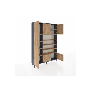 Arges Gardrop 10 Raflı 5 Kapaklı 132x30x195 Antrasit-çam