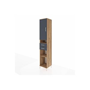 Hyperion Dolap 5 Raflı 2 Çekmeceli Tek Kapaklı 44x44x243 Çam-antrasit