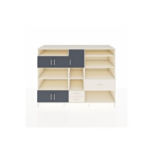 Kronos Dolap 13 Raflı 3 Çekmeceli 5 Kapaklı 220x59x163 Aytaşı-antrasit/aytaşı