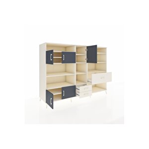 Kronos Dolap 13 Raflı 3 Çekmeceli 5 Kapaklı 220x59x163 Aytaşı-antrasit/aytaşı