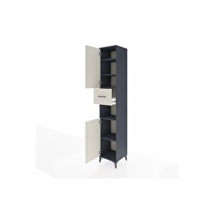 Hyperion Dolap 5 Raflı Tek Çekmeceli 2 Kapaklı 44x44x243 Antrasit-aytaşı