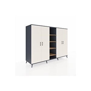 Kronos Dolap 12 Raflı 4 Kapaklı 220x59x163 Antrasit-aytaşı/çam