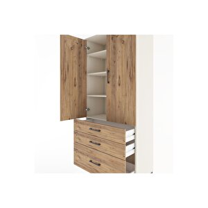 Hyperion Dolap 4 Raflı 3 Çekmeceli 2 Kapaklı 88x44x195 Aytaşı-çam