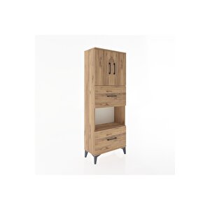 Arges Dolap 3 Raflı 2 Çekmeceli 2 Kapaklı 60x30x163 Çam-çam