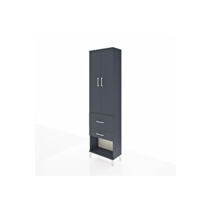 Arges Dolap 2 Raflı 2 Çekmeceli Tek Askılı 60x30x221 Antrasit-antrasit