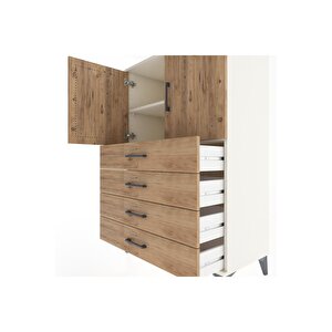 Hyperion Dolap 2 Raflı 4 Çekmeceli 2 Kapaklı 88x44x134 Aytaşı-çam