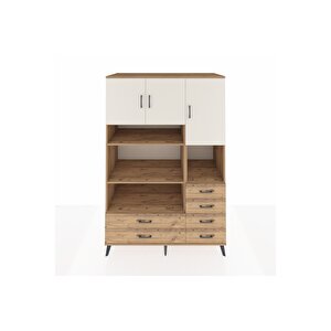 Kronos Dolap 9 Raflı 6 Çekmeceli 3 Kapaklı 132x59x195 Çam-aytaşı/çam