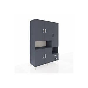 Hyperion Gardrop 10 Raflı 2 Çekmeceli 5 Kapaklı 132x44x195 Antrasit-antrasit