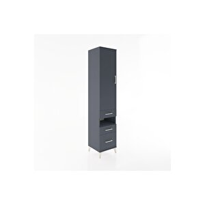 Hyperion Dolap 4 Raflı 3 Çekmeceli Tek Kapaklı 44x44x221 Antrasit-antrasit