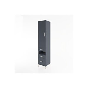 Hyperion Dolap 4 Raflı 3 Çekmeceli Tek Kapaklı 44x44x221 Antrasit-antrasit