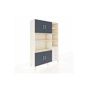 Hyperion Dolap 9 Raflı 4 Çekmeceli 4 Kapaklı 132x44x195 Aytaşı-antrasit/aytaşı
