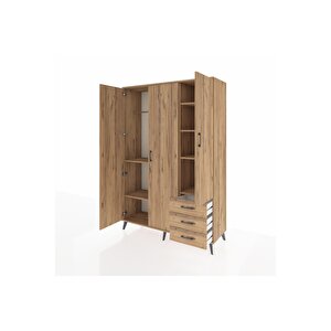 Hyperion Gardrop 6 Raflı 3 Çekmeceli Tek Askılı 132x44x195 Çam-çam