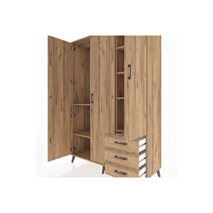 Hyperion Gardrop 6 Raflı 3 Çekmeceli Tek Askılı 132x44x195 Çam-çam