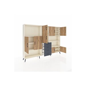 Arges Dolap 9 Raflı 4 Çekmeceli 8 Kapaklı 220x30x163 Aytaşı-çam/antrasit