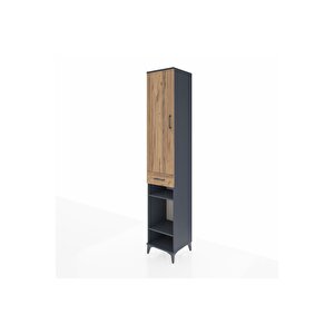 Hyperion Dolap 4 Raflı Tek Çekmeceli Tek Askılı 44x44x243 Antrasit-çam