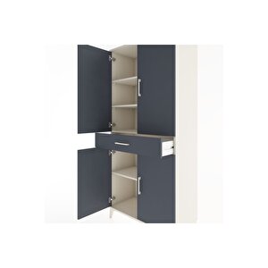 Hyperion Dolap 4 Raflı Tek Çekmeceli 4 Kapaklı 88x44x195 Aytaşı-antrasit