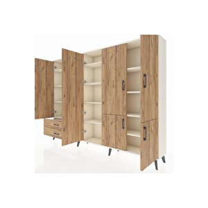 Arges Dolap 12 Raflı 2 Çekmeceli 7 Kapaklı 220x30x163 Aytaşı-çam