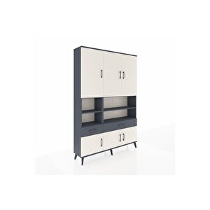 Arges Dolap 8 Raflı 2 Çekmeceli 6 Kapaklı 132x30x195 Antrasit-aytaşı/antrasit