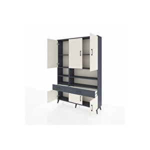 Arges Dolap 8 Raflı 2 Çekmeceli 6 Kapaklı 132x30x195 Antrasit-aytaşı/antrasit