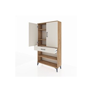 Arges Dolap 4 Raflı Tek Çekmeceli 2 Kapaklı 88x30x163 Çam-aytaşı