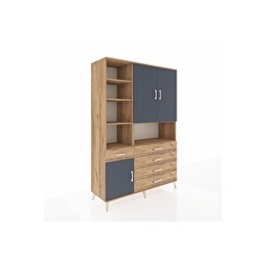 Hyperion Dolap 8 Raflı 5 Çekmeceli 3 Kapaklı 132x44x195 Çam-antrasit/çam