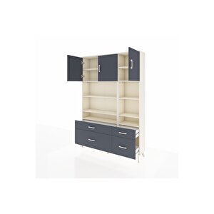 Arges Gardrop 10 Raflı 4 Çekmeceli 3 Kapaklı 132x30x195 Aytaşı-antrasit