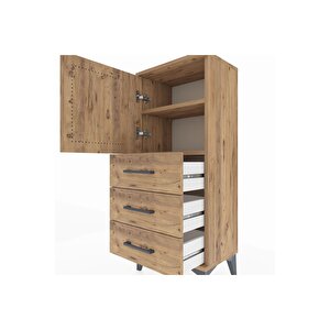 Arges Komodin 2 Raflı 3 Çekmeceli Tek Kapaklı 44x30x106 Çam-çam