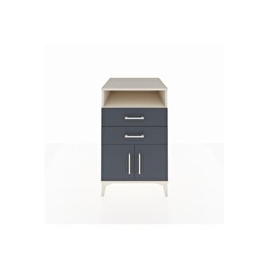 Kronos Komodin Tek Raflı 2 Çekmeceli 2 Kapaklı 60x59x96 Aytaşı-antrasit