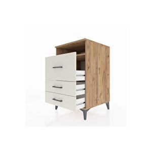 Kronos Komodin Tek Raflı 3 Çekmeceli 60x59x96 Çam-aytaşı