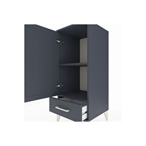 Hyperion Komodin 2 Raflı Tek Çekmeceli Tek Kapaklı 44x44x106 Antrasit-antrasit