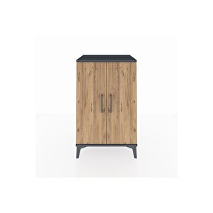 Hyperion Komodin 2 Raflı 2 Kapaklı 60x44x96 Antrasit-çam