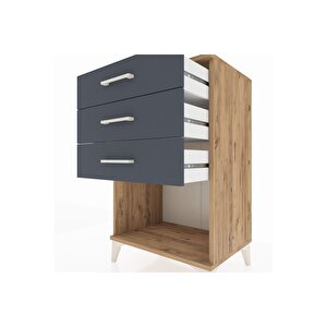 Hyperion Komodin 3 Çekmeceli 60x44x96 Çam-antrasit