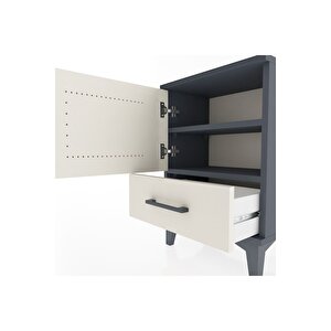 Arges Komodin 2 Raflı Tek Kapaklı 44x30x64 Antrasit-aytaşı