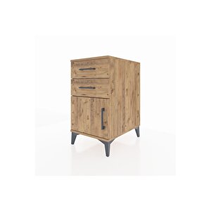 Kronos Komodin Tek Raflı 2 Çekmeceli Tek Kapaklı 44x59x80 Çam-çam