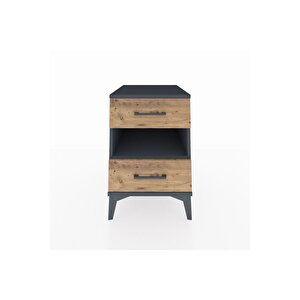 Kronos Komodin Tek Raflı 2 Çekmeceli 44x59x64 Antrasit-çam