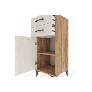 Hyperion Komodin Tek Raflı 2 Çekmeceli Tek Kapaklı 44x44x106 Çam-aytaşı