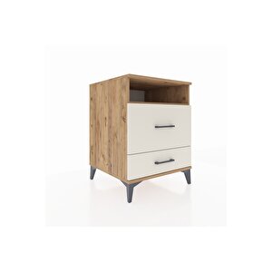 Kronos Komodin Tek Raflı 2 Çekmeceli 60x59x80 Çam-aytaşı