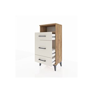 Arges Komodin Tek Raflı 3 Çekmeceli 44x30x96 Çam-aytaşı