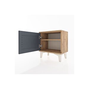 Arges Komodin Tek Raflı Tek Kapaklı 44x30x48 Çam-antrasit