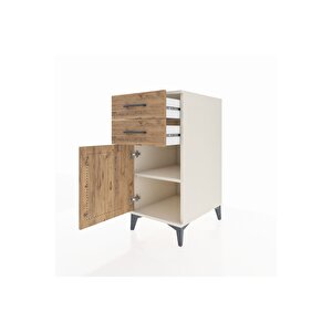Kronos Komodin Tek Raflı 2 Çekmeceli Tek Kapaklı 44x59x96 Aytaşı-çam