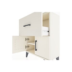 Arges Komodin Tek Raflı Tek Çekmeceli 2 Kapaklı 60x30x80 Aytaşı-aytaşı